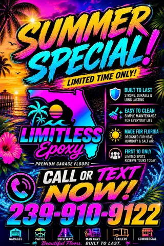 Summer special flyer for premium garage flooring services